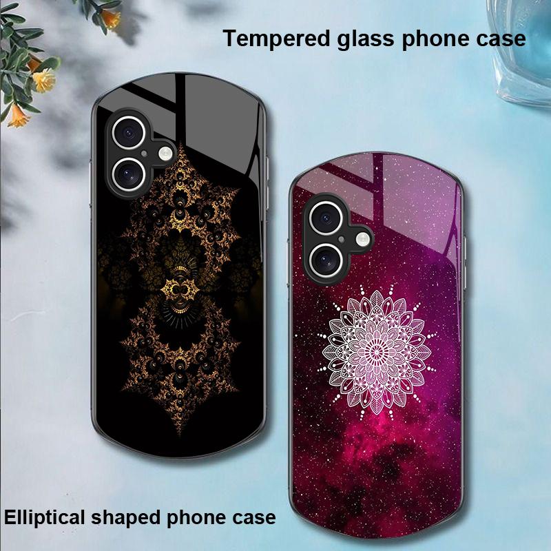 Luminous Black Lotus For Apple IPhone 16 11 13 15 14 Pro Max 12 Mini 7 8 Plus XR XS Elliptical Shaped Tempered Glass Phone Case