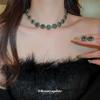 Green Rhinestone Flower Buckle Necklace - Elegant Circle Choker for Women