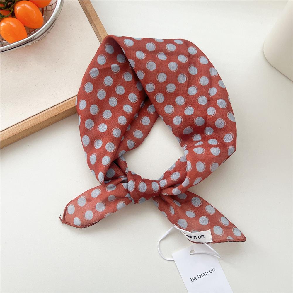 55 Polka Dot Silk Scarf: Spring Summer Korean Fashion Headscarf & Decorative Hairband for Women