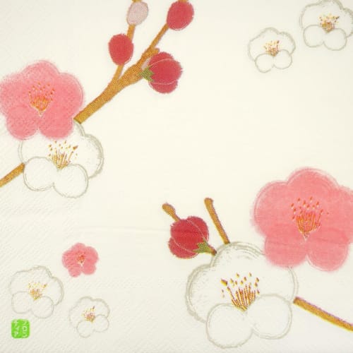 Frontier Paper Napkins, Red and White Plum Blossoms, PNK-036