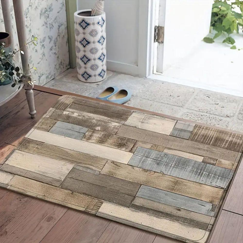1/2 Pieces Wood-Grain Imitation Carpet, Durable And Long-Lasting Kitchen Two-Piece Floor Mat For Home Decoration