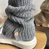 Herbst Winter Einfarbig Schneestiefel Knopf Stulpen Vintage Amerikanische Slouchy Stulpen Gestrickt Offen JK Patchwork Halbhohe Socken