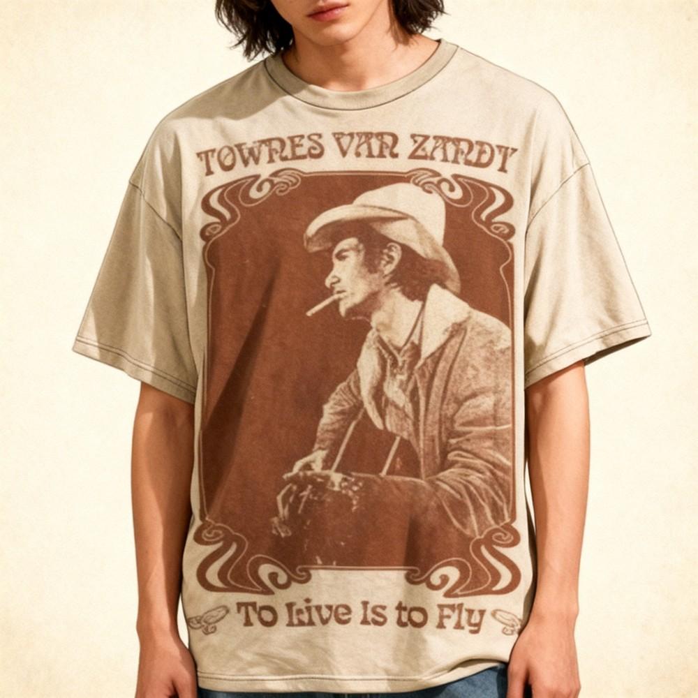 

Retro Townes Van Zandt Print Unisex Classic Light Gray Tshirt vtg Unisex T-Shirt L