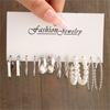 Pearl Silver Color Hoop Earrings Sets For Woman Trendy Butterfly Acrylic Hollow Twist Geometric Dangle Earrings Jewelry Gifts