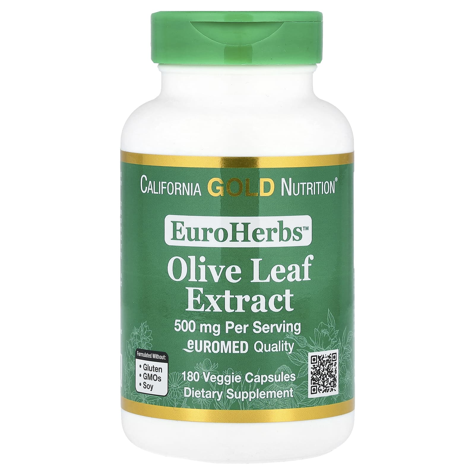

Euroherbs™, Olive Leaf Extract, Euromed Quality, 500Mg, 180 Veggie Caps