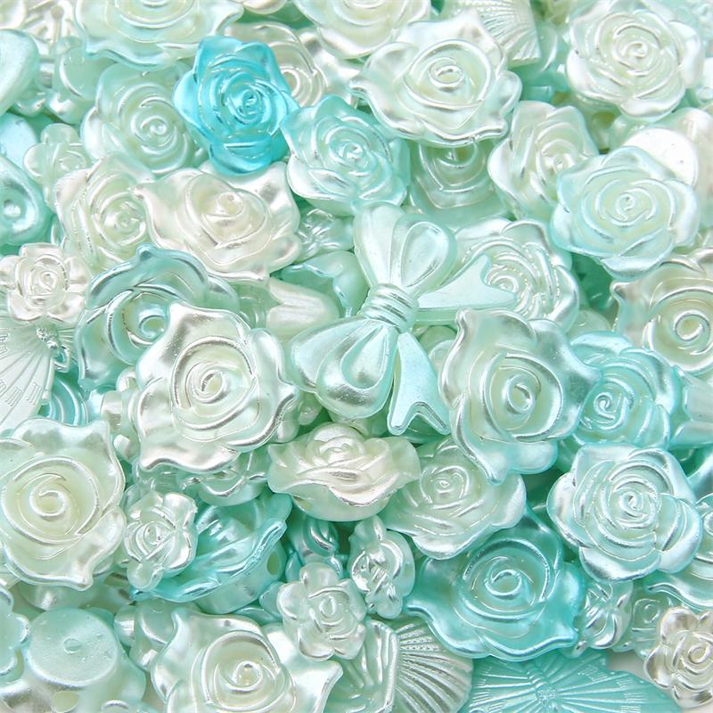 20g/pose Super Flott Kremgradient Rose Sløyfe Perlebesatt DIY Armbånd Halskjede Dekorative Håndtilbehør