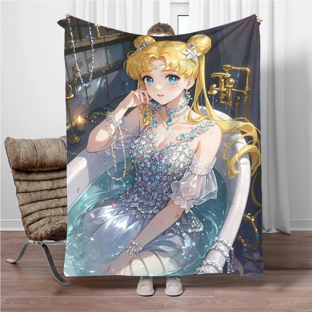 Фланелевое одеяло S-Сейлор Мун Детское теплое мягкое одеяло для дивана кровати Покрывало Подходит для подарка на день рождения Сувенир Подарок для кемпинга
