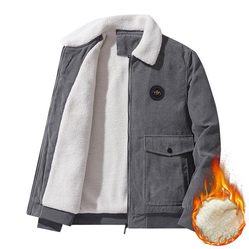 Kurtka sztruksowa męska odzież robocza męska jesień i zima kurtka z jagnięcego aksamitu duży rozmiar kurtka zimowa plus aksamitny płaszcz bawełniany dla mężczyzn