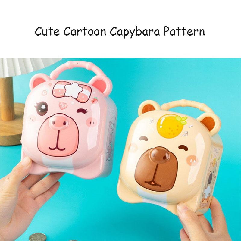Capybara Piggy Bank, Cute & Lockable Metal Storage Box For Kids & Students, Cute Animal Desktop Ornament Decoration