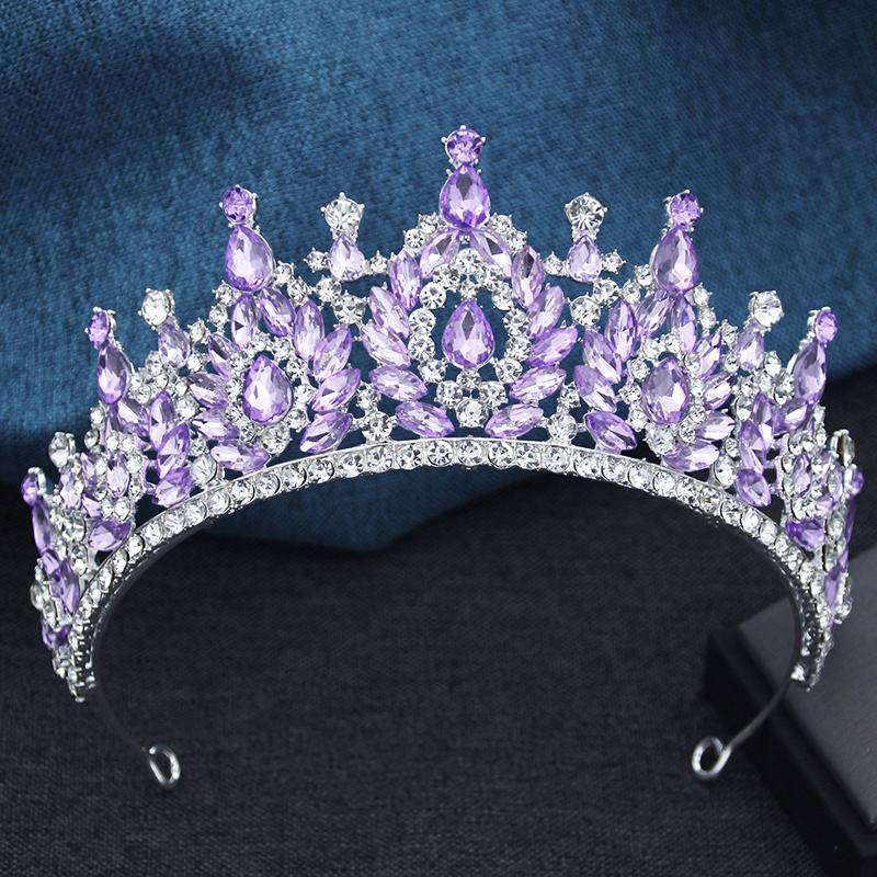 Wykwintne Czarne Kryształowe Tiary i Korony Ślubne dla Królowej Panny Młodej Nakrycie Głowy Bal Maturalny Ślubna Korona Biżuteria do Włosów Akcesoria