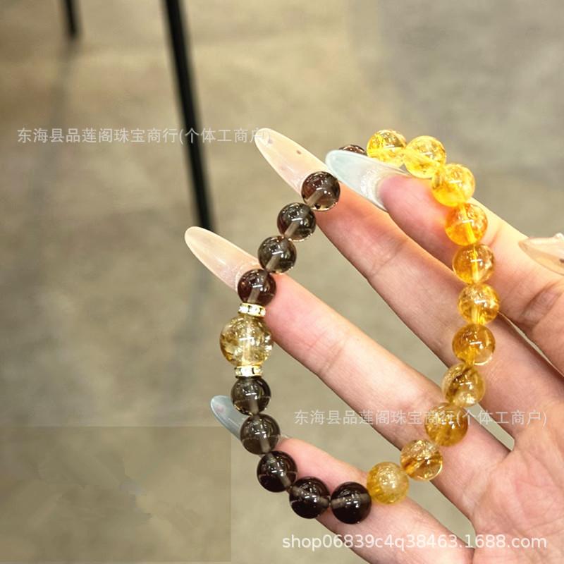 Natural Yellow Obsidian Beaded Bracelet - Versatile Niche Design Crystal Jewelry