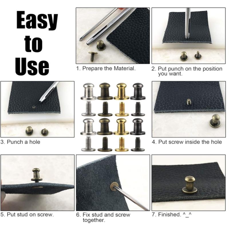 10-25sets Round Head Ball Post Studs Brass Buttons Screwback Nail Rivets Leather Bag Craft Hardware DIY Accessories Buckles