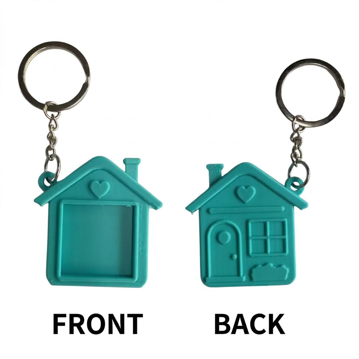 

Mini 50Mm Eco-Friendly 3D Printed Pla House-Shaped Photo Frame Customizable Picture Keyrings