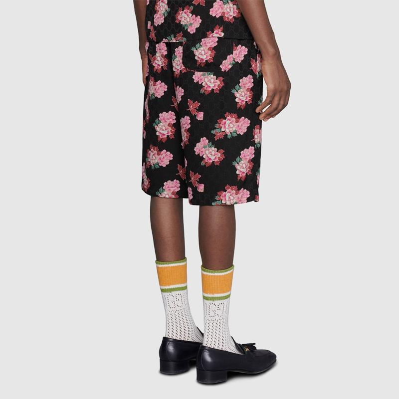 GUCCI Peony Print Silk Shorts Men's 624399-ZAEP6-1187