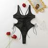 Seductive Lingeries Femme Ultra Sensual Open Crotch Lace Up Bodysuit Sexy Girls Tie Straps Hollow Breast Onepiece Intimates