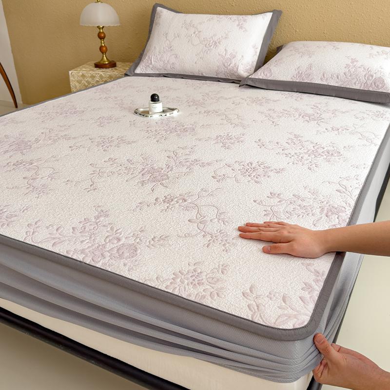 Bed Sheet Style Summer A-class Mother and Baby Grade Cool Bean Soft Mat, Double-sided Jacquard Ice Bean Cool Mat Three Piece Set
