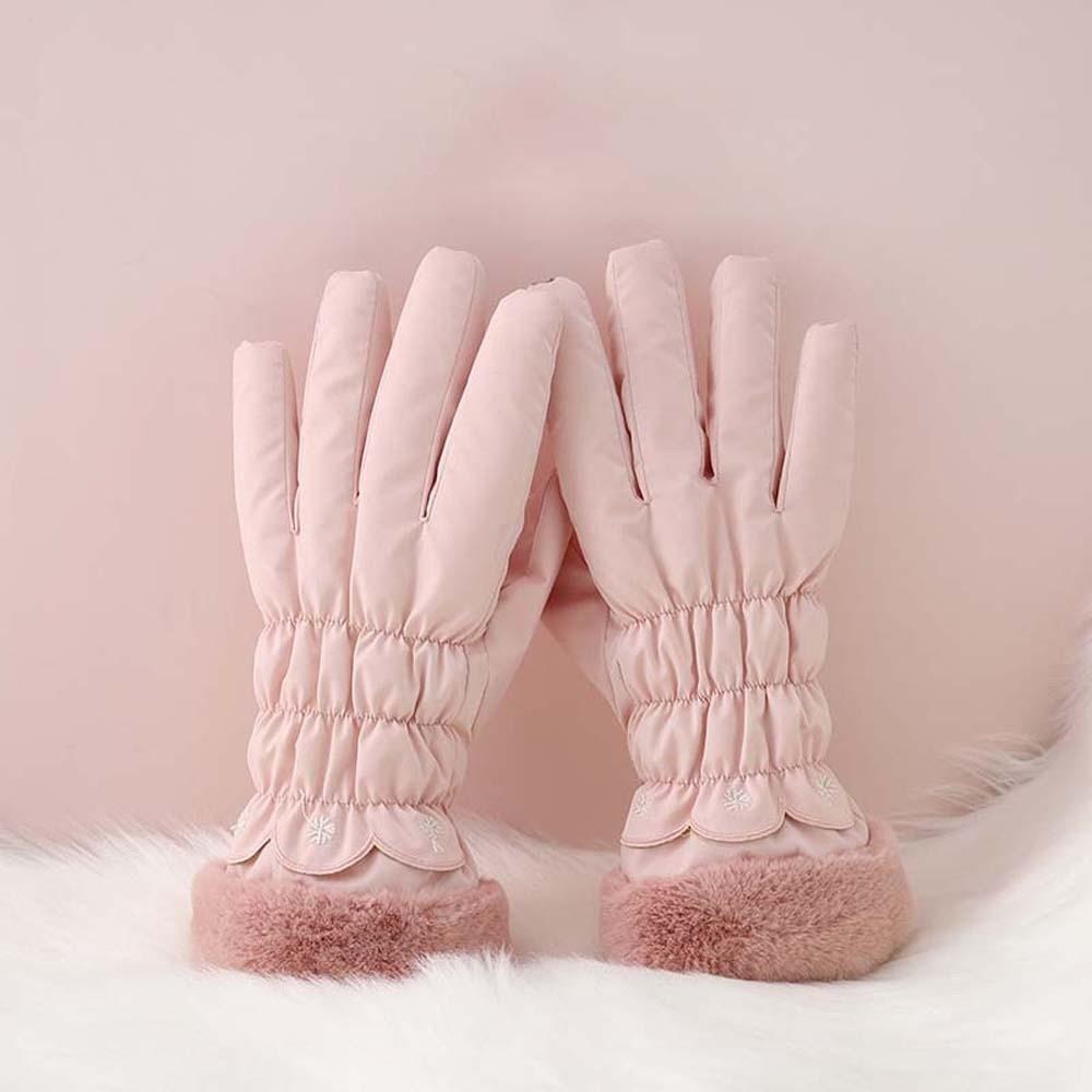 Down Cotton Plush Thickened Gloves Soft Finger Mittens Gift Satin Anti-cold Gloves  Autumn