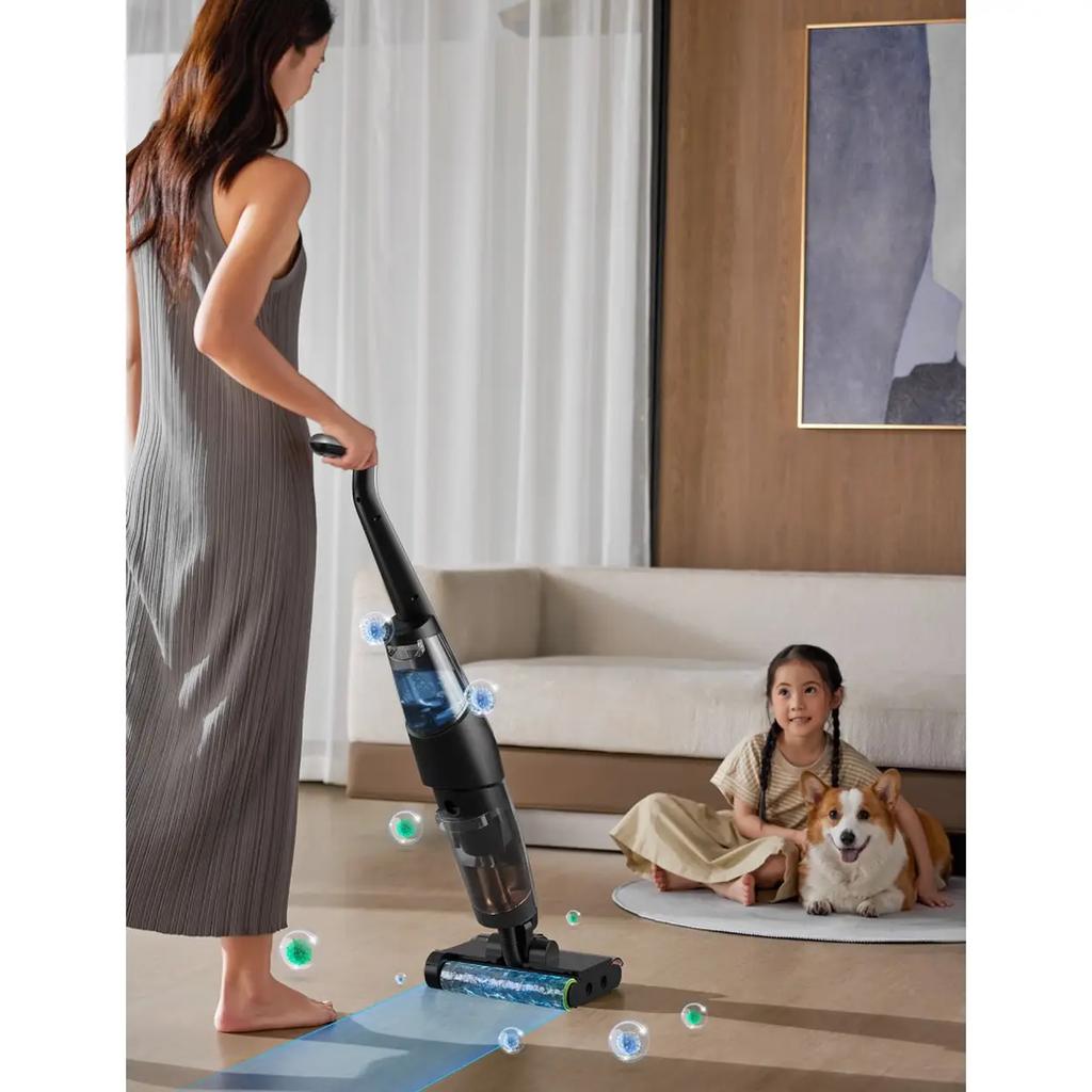 Deerma VX200 Cordless Wet and Dry Floor Vacuum, Dual Roller Brushes, 22000 Pa and Hot-Air Drying