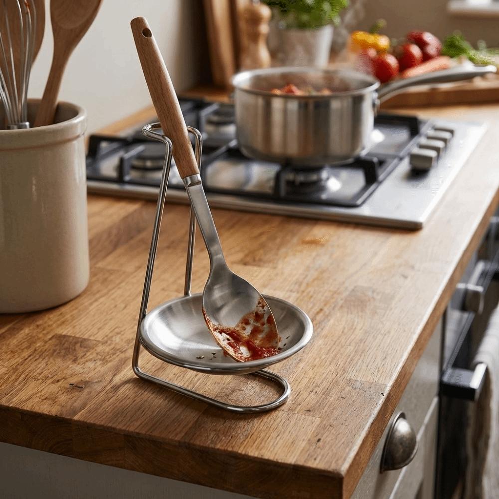 Stainless Steel Vertical Spoon Rest Stable Cooking Utensils Bracket  Restaurant