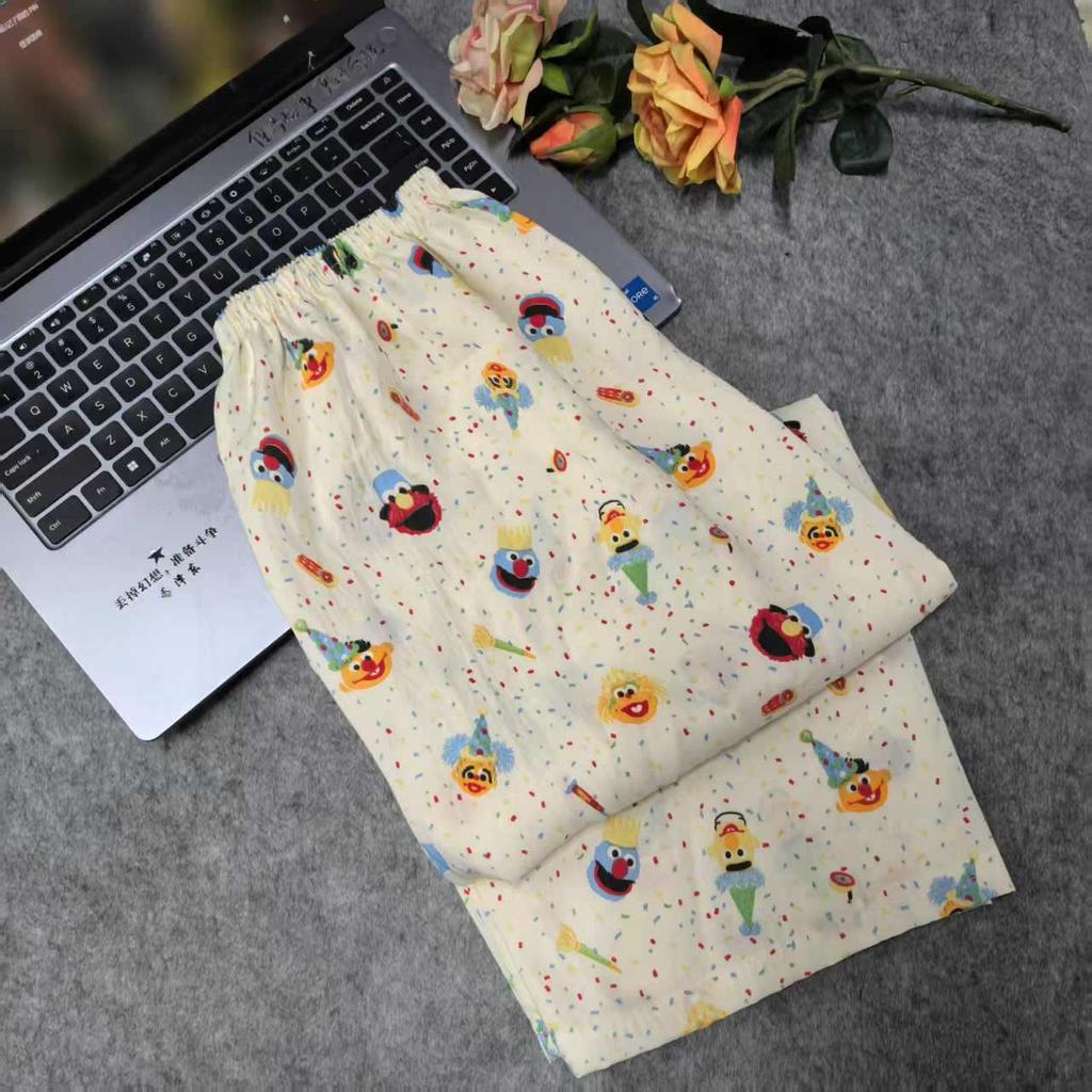 Women's Cartoon Cloud Cotton Pajama Set - Cardigan, Short Sleeve, Shorts, Home Wear