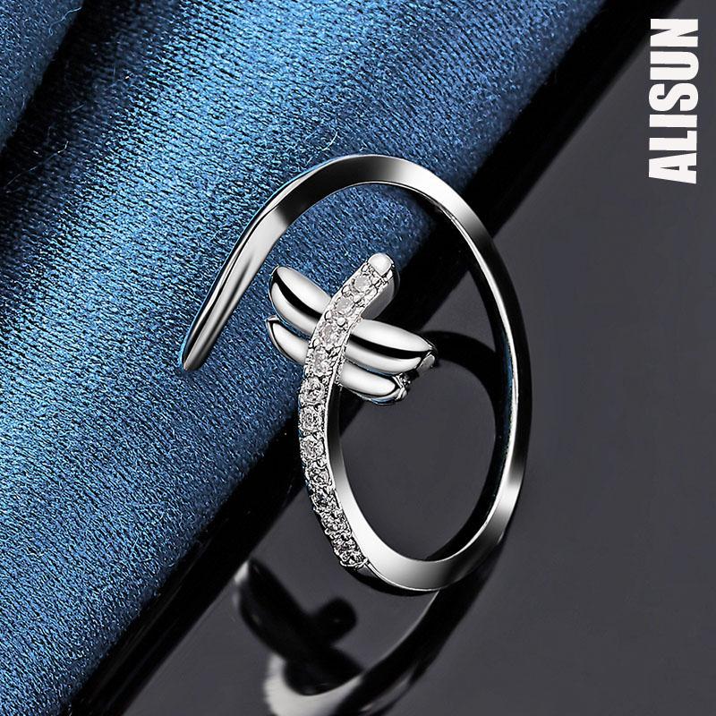 Bague ouverte en argent sterling 925 avec libellule et zircon AAA, bijou de mariage tendance