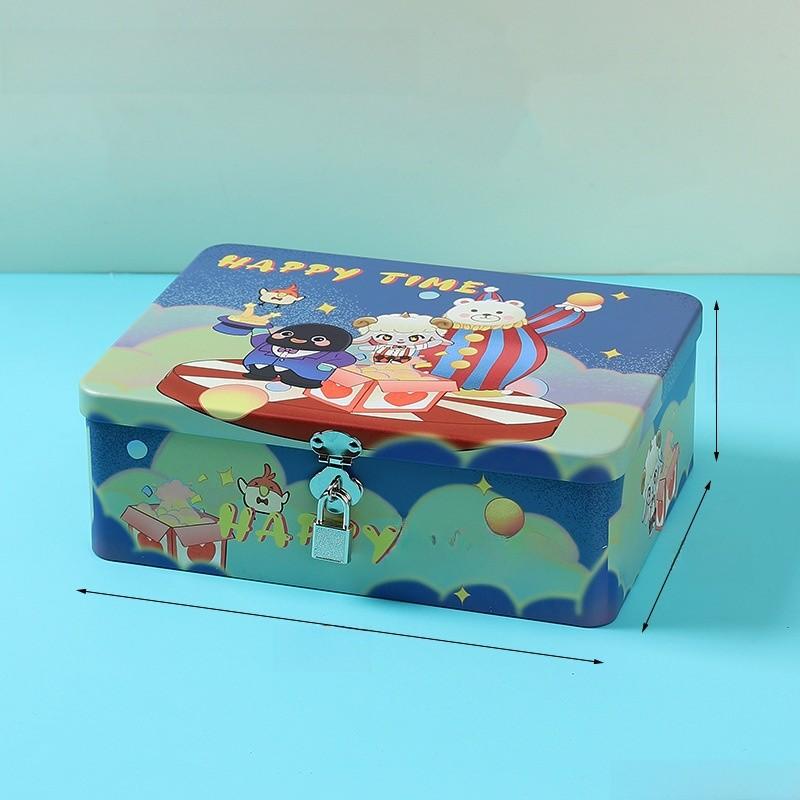Cartoon Iron Pattern Box For Desk Drawer And Home Office Decoration Storage