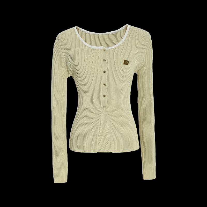 Women's Slim-Fit Round Neck Knitted Cardigan