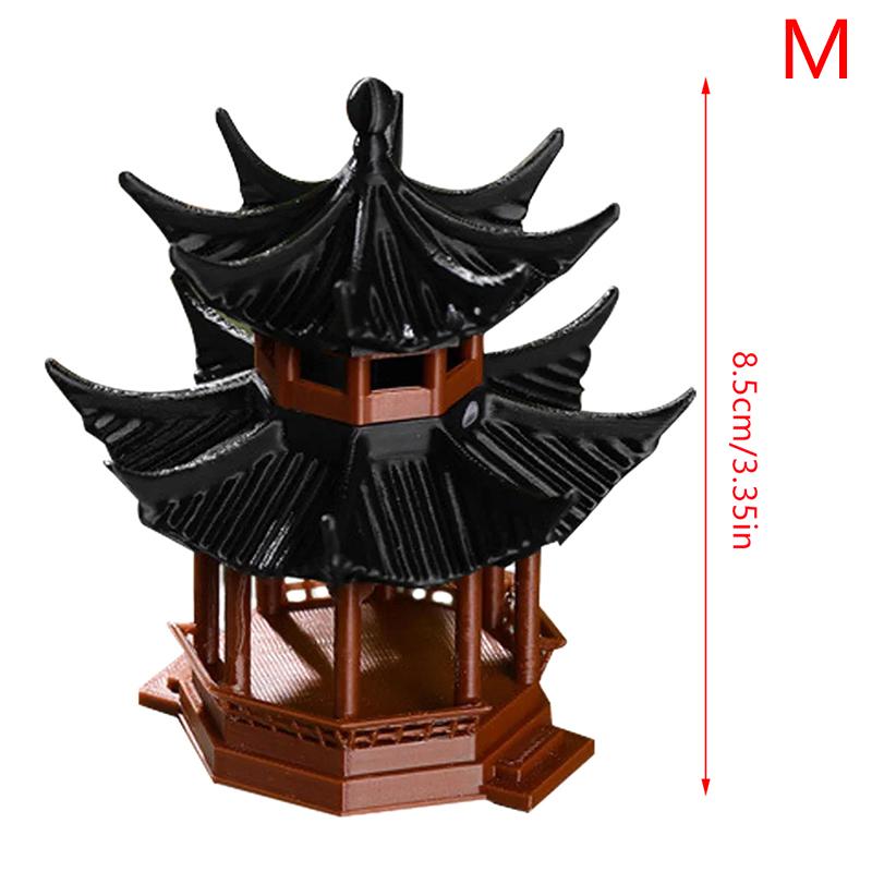 Mini Pagodestatue Modell av gammel bygning Paviljongdekorasjoner Simuleringsstatue Zenhage Akvarium Bonsai Dukkehusdekor