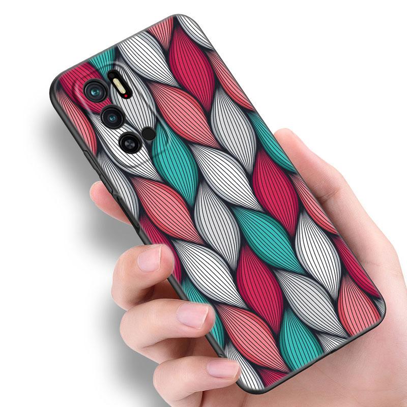 Aesthetic African Wax Fabic Phone Case For Xiaomi Redmi Note 7 8 9 10 Lite 11 11E 11T 12 Pro 11S 4G 10T 5G 8T 9S 10S Black Cover