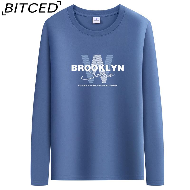 BITCED Men's Spring and Autumn Slim Trend Long-sleeved T-shirt Versatile O-neck Bottoming Shirt