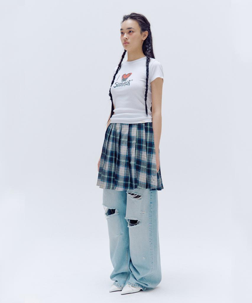 Trip Shop Wide Checkered Skirt
