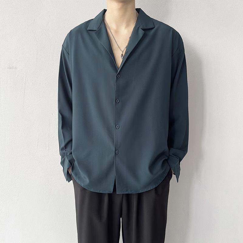 Men's Shirt Spring Summer Loose Casual Long-sleeved Lapel High Street Male Suit Shirt