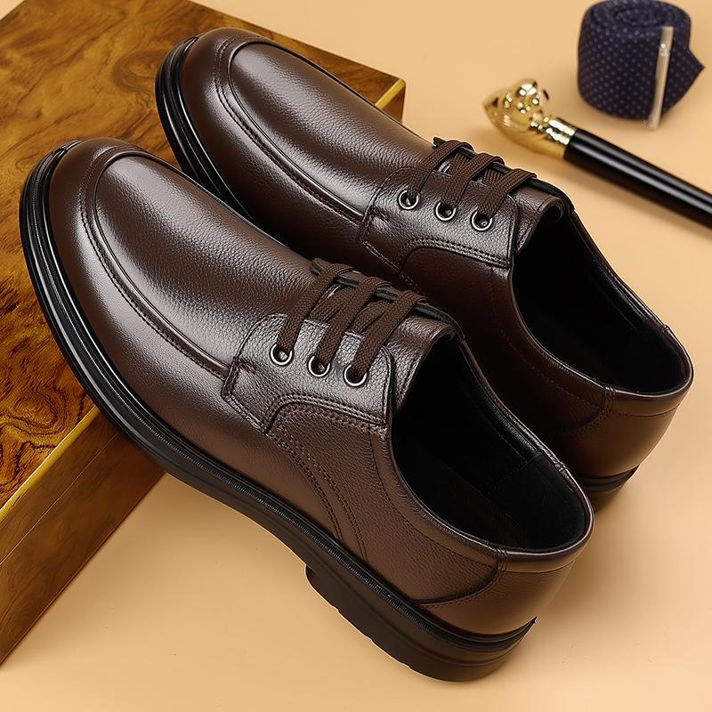 Herren Business Casual Lederschuhe 2025 Herbst Winter Neu Atmungsaktive Schnürschuhe Mann Weiche Sohle Einfarbig Designer Loafer Herren