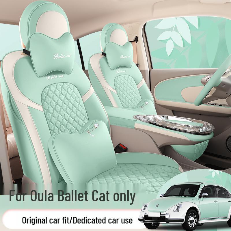 ORA Ballet Cat Cartoon Seat Cushion: All-Season, Full-Wrap Car Seat Cover In Special Leather.