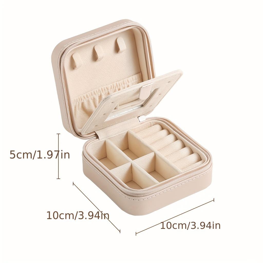 Solid Color PU Leather Mini Jewelry Box, Portable Travel Finishing Box with Mirror, Lightweight Dust Necklace Ring Earrings Storage Box