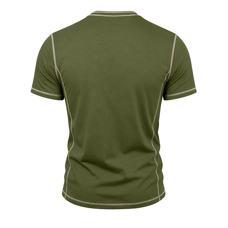 Men’s Short Sleeve Crew Neck T Shirt with Stitching Casual Lightweight Summer Top for Everyday Wear