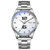 Men's Fashion Quartz Watch With Light Blue Glass And Stainless Steel Strap
