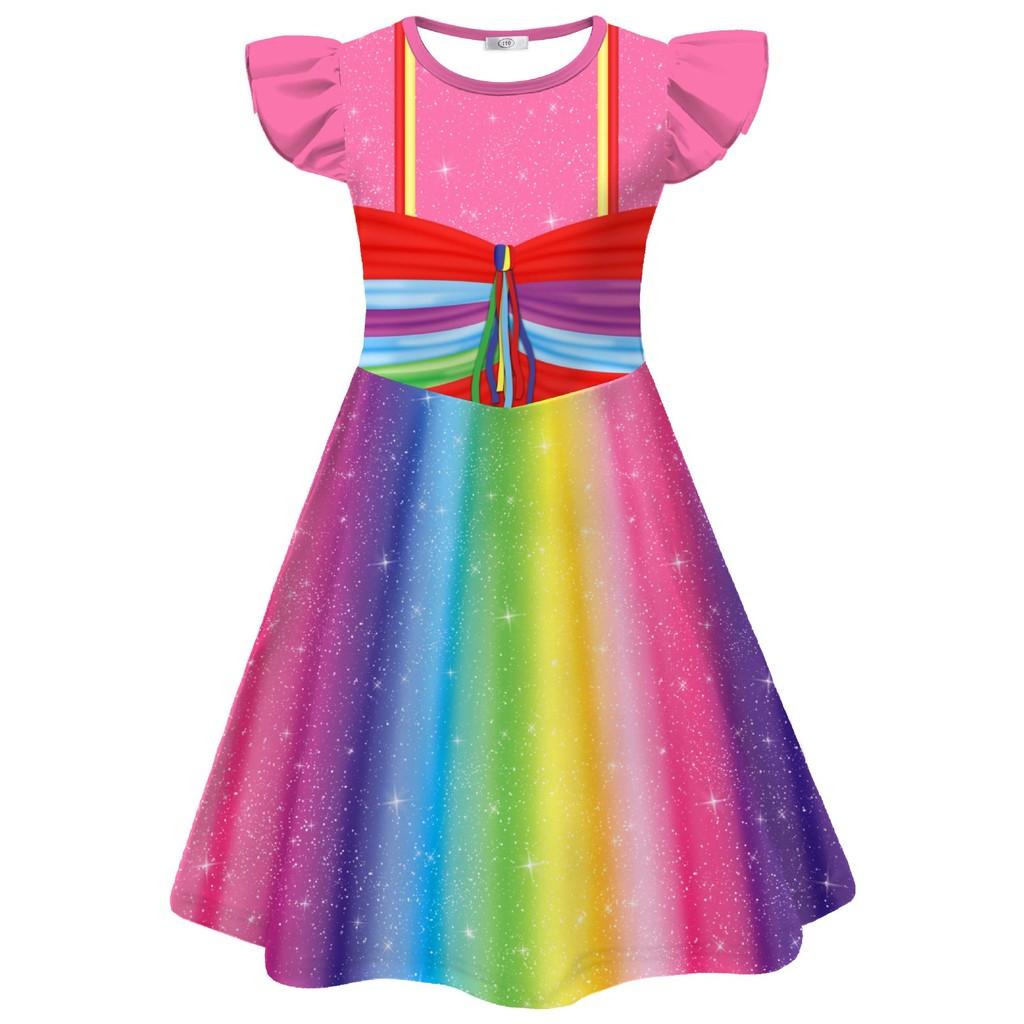 

Halloween Fancy Nancy Cosplay Girl Dress With Ruffled Sleeves For Kids Party Fun 110cm