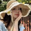 Pastoral Style Big Brim Sun Hat Lace UV Protection Cap Foldable Women Straw Hat  Female