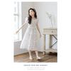 Kids Big Girls Korean Style Polka Dot Short Sleeve Fringe Hem Long Princess Dress