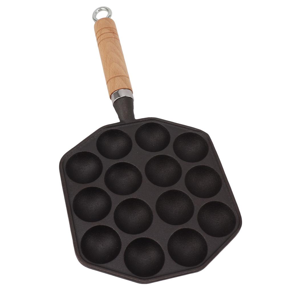 Takoyaki Pan, 14 Hole Cast Iron Grill Pan with Excellent Heat Conductivity, for Kitchen Japanese Food Cooking