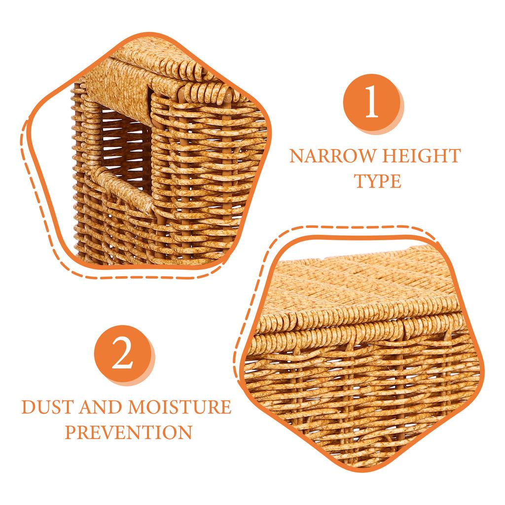 Cajas de Almacenamiento con Tapa Estrecha y Alta Cestas Tejidas Revistero Plástico Hogar Cocina Juguete Verdura Picnic Contenedores con Asas