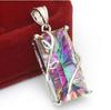 European & American Style Leaf Square Colored Glass Crystal Necklace