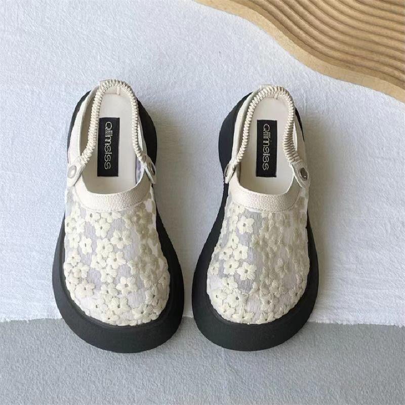 Summer New Breathable Mesh Chunky Sole Height-Increasing Women's Sandals Fashion Casual Two-Way Wear
