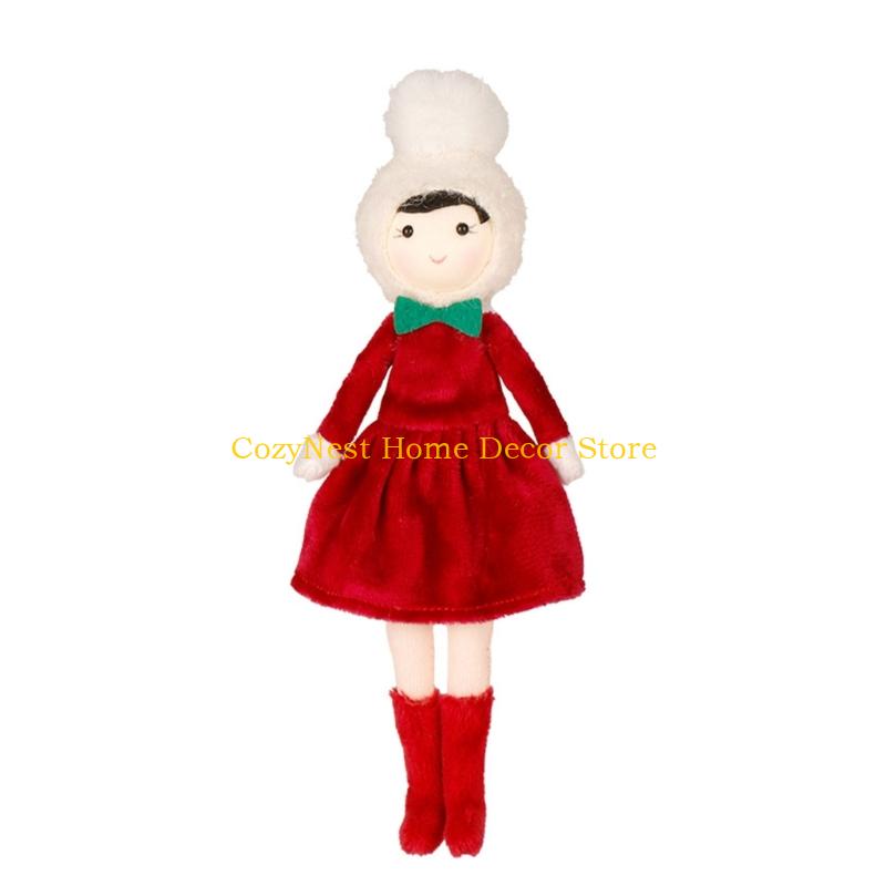 92MF Scandinavian Girl Hanging Doll Christmas Tree Decoration Christmas Tree Ornament красный