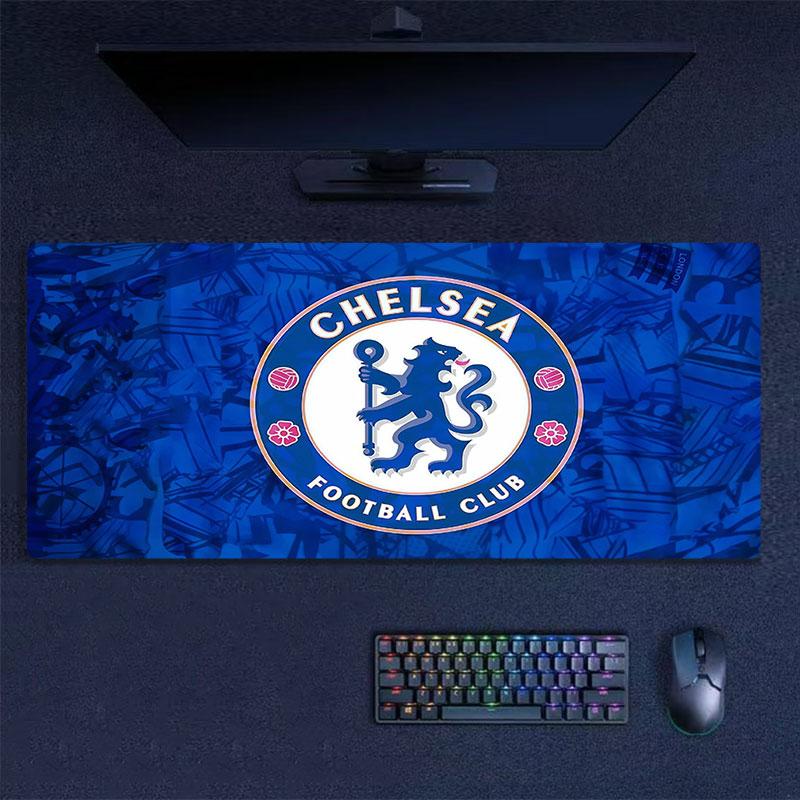 Chelsea FC Mouse Pad, Large Gaming Desk Mat, Non-slip XXL Mousepad for Laptop & Tablet, Mini PC Playmat with Stitched Edges
