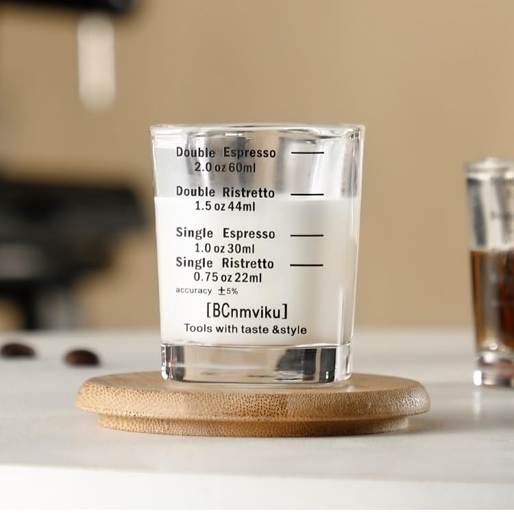 Yuhin Online Shop Espresso Shot Glass, 60ml2oz Measuring Cup with Graduated Measuring Cup, Thick Tempered Heat-Resistant Glass, Sake Glass, Wine