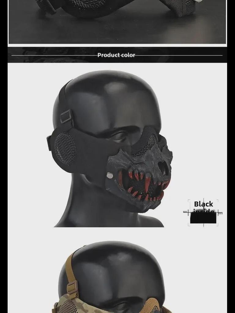 Fang Skull Mask with Ear Protection for Halloween and Outdoor Cycling
