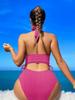 2024 Sanya Sexy Solid Lace-Up Halter Bikini Women's Swimsuit Hot Style