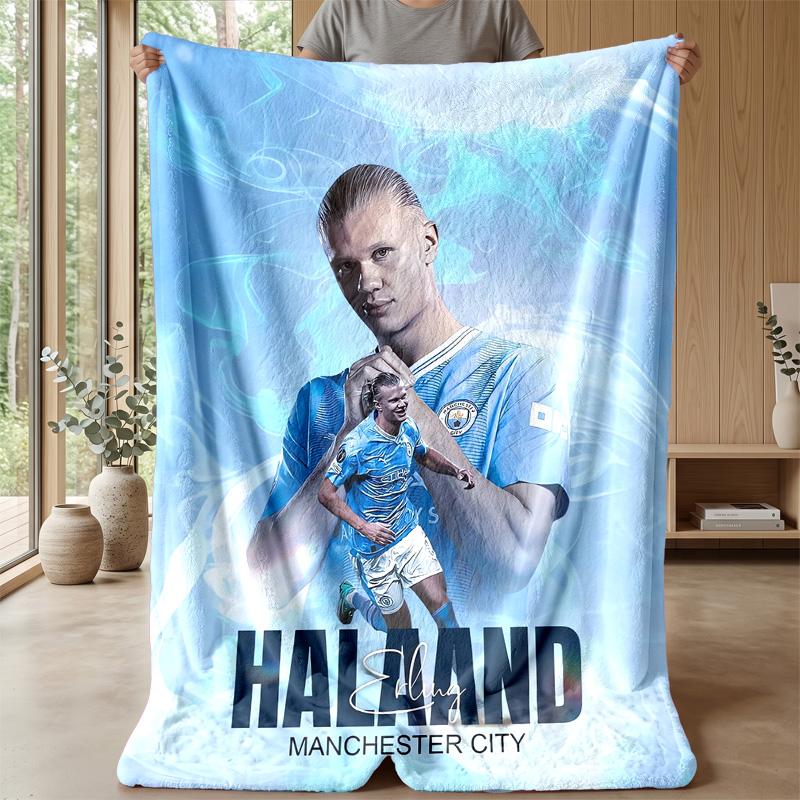 Erling Haaland Theme Blanket Soft Flannel Blanket Plush Throw Blanket Cozy Sofa Bed Blanket for Home Decor